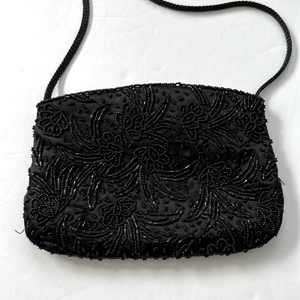Vintage Black Beaded Evening Bag